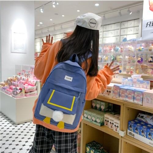 Lovely Duck Schoolbag For Middle School Students Japanese Nylon Backpack Korean Style Campus Joker Travel Big-Capacity Bagpack