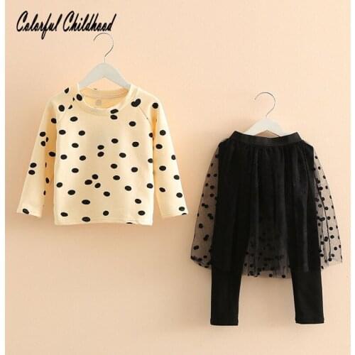 Fashion Long Sleeve Outfit Dot print Baby Girl Lace trousers children clothing set Lovely Newborn Baby net yarn Clothes Infant