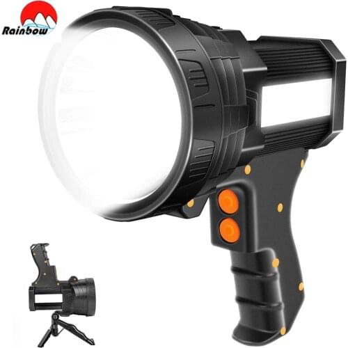 Powerful LED Flashlight Portable XHP50.2 Torch Rechargeable Searchlight Mountable Bracket Spotlight Waterproof Fishing Light