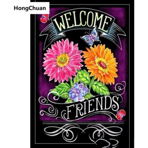 Cartoon Blackboard Flower 5D DIY Square/Round Diamond Painting Mosaic Diamond Cross Embroidery Mural Needlework Home Decor Gift