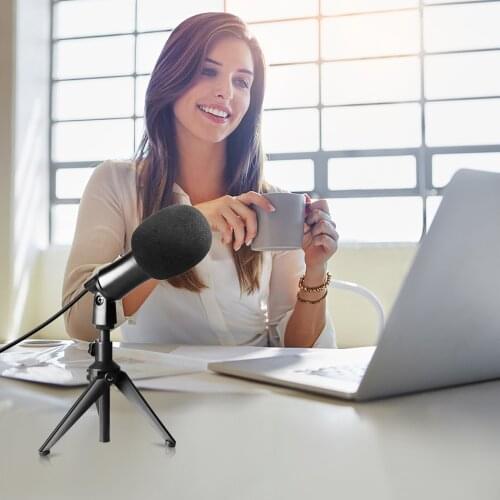 Muslady Wired USB Microphone for Computer Laptop Condenser Mic with Desktop Mini Tripod Stand Windscreen for Live Streaming