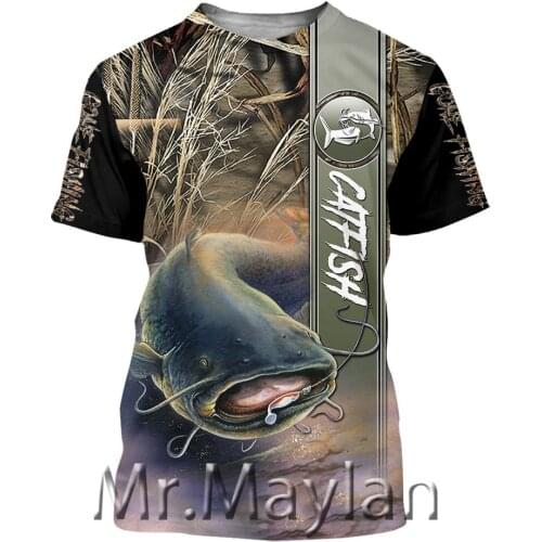 Catfish Fishing 3D printed summer mens T shirt Fashion T-shirt Casual Tee shirt/Streetwear Men clothes 2020 Oversized 5XL L759