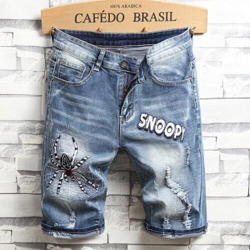 Pantalon Corto Hombre Denim Shorts Knee Length Jeans Mens Summer Casual Shorts Jean Men