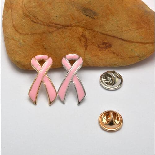 MZC New Scarf Shape Breast Cancer Brooches Pins Pink Enamel Jewelry Broach Fashion Accessories for women wedding dress