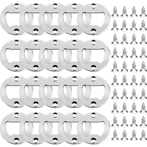 HOT 50 Set Bottle Opener Insert,Stainless Steel Round DIY Bottle Opener Hardware Kit Hardware Parts Supply With Screws