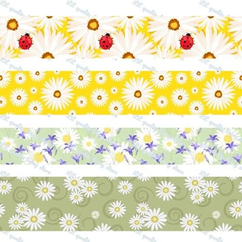 Small daisies printed grosgrain ribbon 50 yards Tape Clothing Bakery hairbow gift wrapping hairbow headwear DIY decoratio