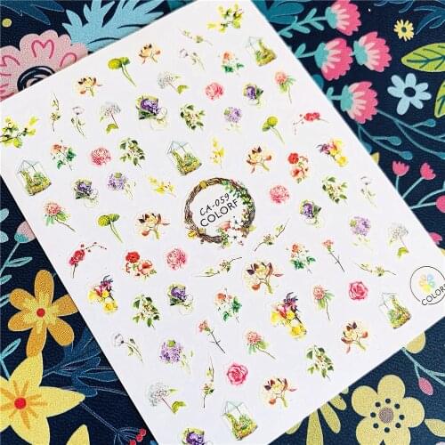 Newest CA sereis CA-58-59 flower 3d nail art sticker nail decal stamping export japan designs rhinestones decorations