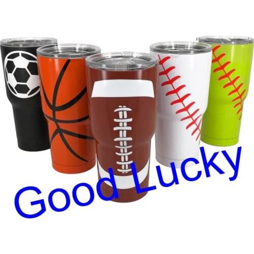 20pcs/lot free shipping new arrival 5 colors mixed monogram sport tumbler baseball softball travel car camping drink bottles