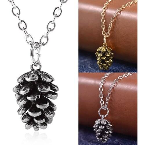 Necklace Fashion Simple Pine Nut Plant Specimen & Pendants For Women Personality Acorn Pinecone Jewelry Accessories