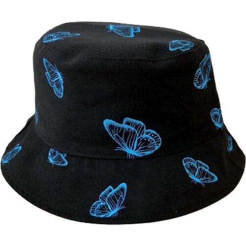 Bucket Hat Butterfly Pattern Sun Protection Breathable Unisex Print Double-Side-Wear Reversible Bucket Hat for Travel панама