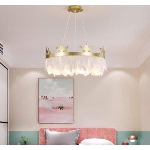White Feather Pendant Chandelier Lights for Kitchen Bedroom Hotel Hall Lighting