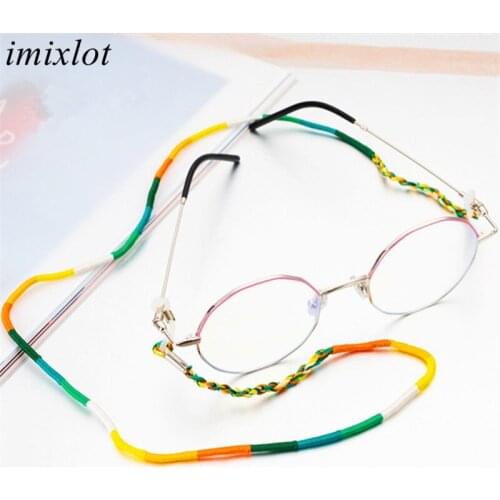Imixlot 6 Styles Handmade Rainbow Color Weave Eyeglasses Rope for Women Fashion Multicolor Anti-lost Sunglasses Eyewear Strap