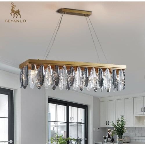 Light luxury crystal chandelier, simple and long restaurant bar post-modern lighting