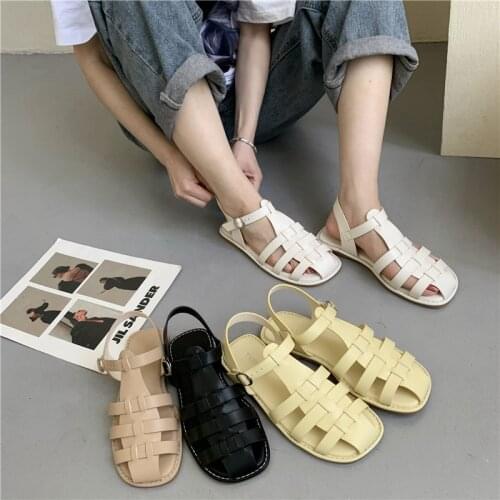 New Brand Women Sandal Shoes Flat Heel Casual Ladies Slides Summer Outdoor Round Toe Close Toe Mules Shoes Sandal Big Size 40