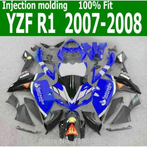 Mix custom Fairings For YAMAHA YZF R1 07 08 ( Blue black ) 2007 2008 Injection fairing kit CQ08
