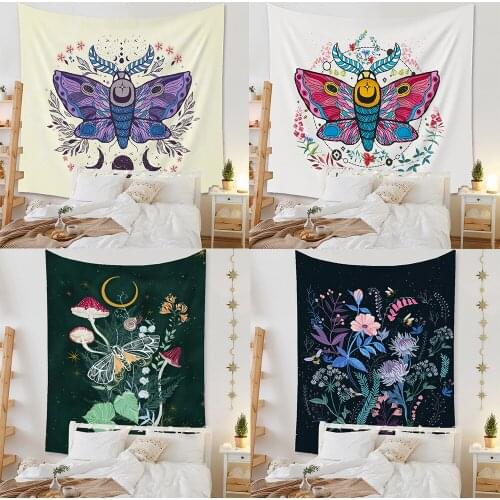 In 2021, the new wind butterfly tapestries family bedroom adornment background cloth brocade fabric hangs a picture