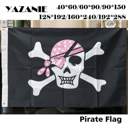 YAZANIE Any Size Pink Scarf Skull and Crossbones Jolly Roger Pirate Flag Party Supplies Brass Grommets Ship Flags and Banners