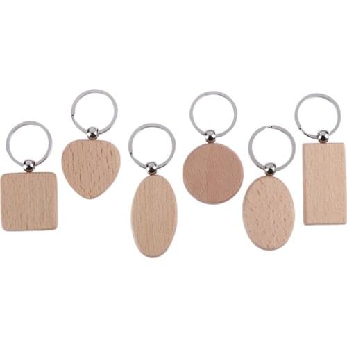 1pc Key Tags Promotional GiftsWooden Key RING DIY Promotion Customized Wood Blank Round Rectangle keychains