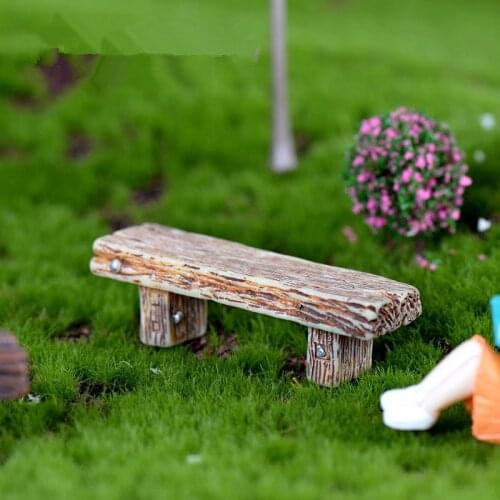 1 pc Long Wood Bench Miniature Figurine Fairy Garden Accessories Doll House Decoration Cartoon Animal Models Plastic Girl Toy