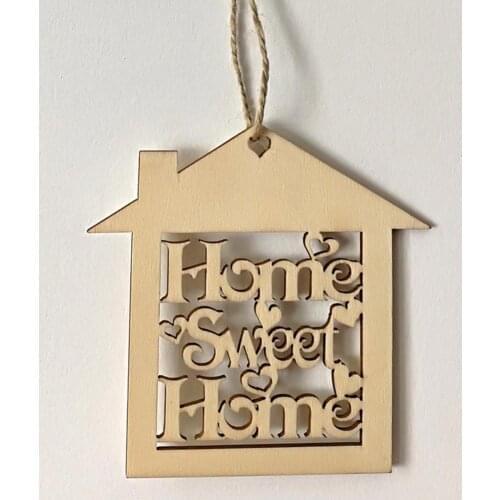 10Pcs Wooden Sweet Mini Home Hollow House Shape Wall Hanging Decoration Small Pendant Accessories