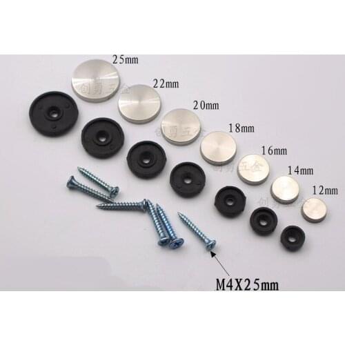 100Pcs/Lot 12mm Diameter Stainless Steel Cap Cover Decorative Mirror Screws Display Mirror