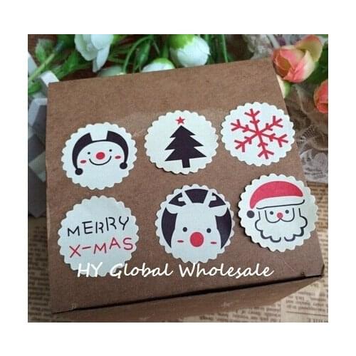 120PCS Merry Christmas Theme Adhesive Lovely Kidss posted w34 package Stationery w41 Baking Stikcer