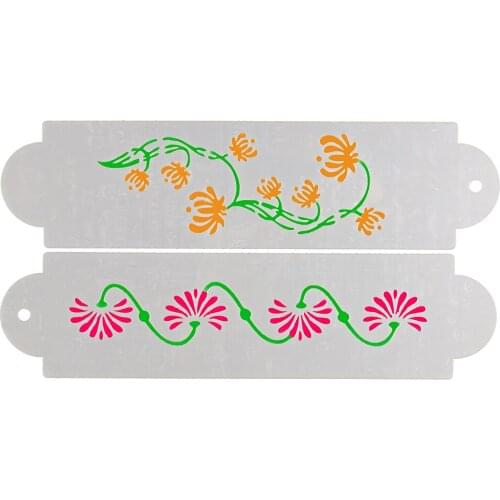 2PCS Craft Layering Stencil Walls Painting Scrapbooking Stamping Album Decorative Embossing Paper Card Fondant Cake Stencil Mold