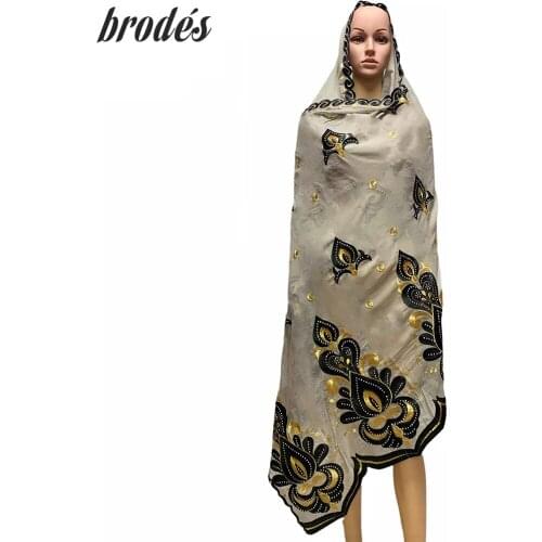 2021 African Muslim Turbine Scarf Shawl Fashion Women Turban Abaya Muslim Net for Pray Embroidery Big Size Instant Hijab BX-079