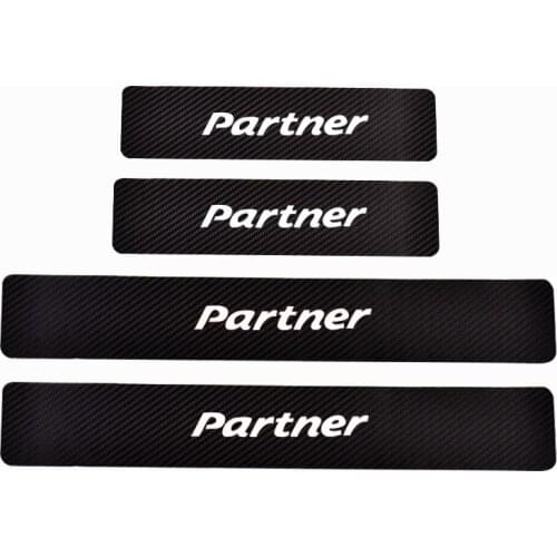 4Pcs Carbon Fiber Pu leather Car Accessories Car Door Sills For Peugeot Partner