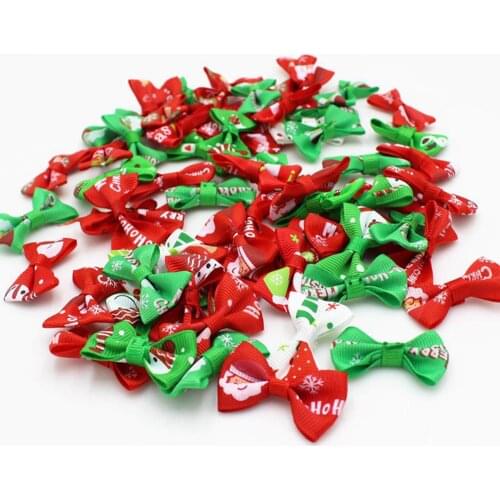 40pcs Christmas Ribbon Bows for Xmas Supplies Mix Bow tie children girl accessories Craft Wedding Decoration accessories