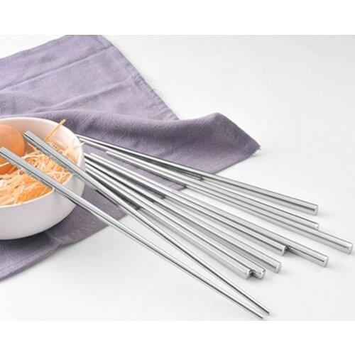 5 Pairs Stainless Steel Square Chopsticks Chinese Stylish Healthy Light Weight Chinese Chopsticks Metal Non-slip Design Kitchen