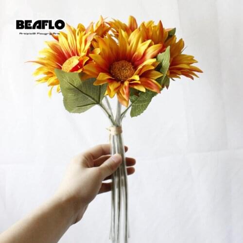 5Pcs/bouquet Artificial flower sunflower Fake Gerbera bouquet 5 Heads Home Wedding Decoration