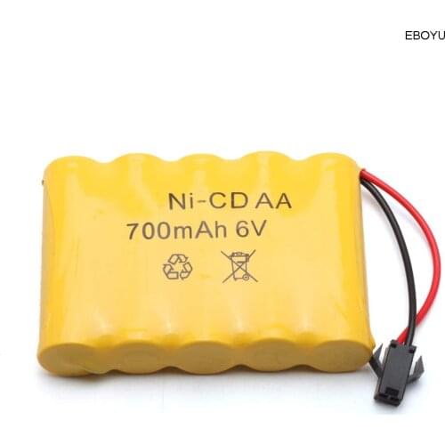 EBOYU 6V 700mAh Ni-Cd Battery with SM 2P Connector for WPL B1 B24 B16 C24 C14 RC Truck 2.4G 4WD RC Crawler RC Car