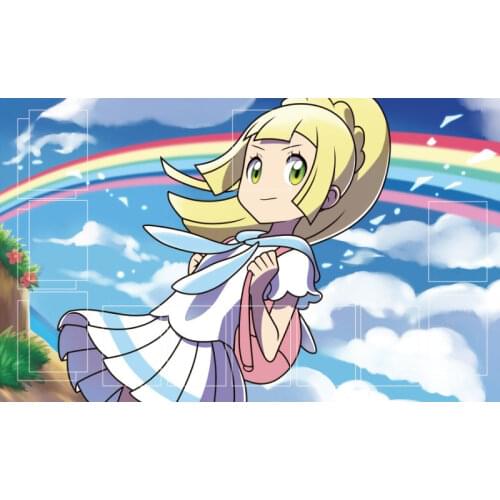 Takara Tomy PTCG Accessories Pokemon Card Game Table Playmat Lillie Trainer Toys for Children