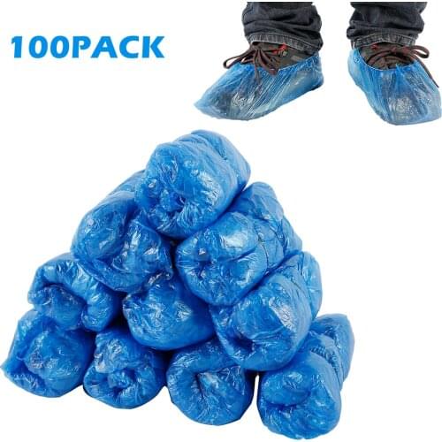 100PCS Blue Plastic Disposable Shoe Covers Outdoor Rainy Day Carpet Cleaning Shoe Cover Cleaning Overshoes Protective