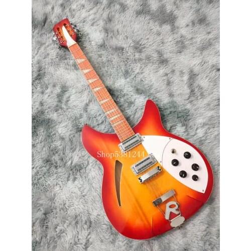 Free transportation of electric guitar, 6-string 12-string sunset guitar, single f-hole, silver accessories