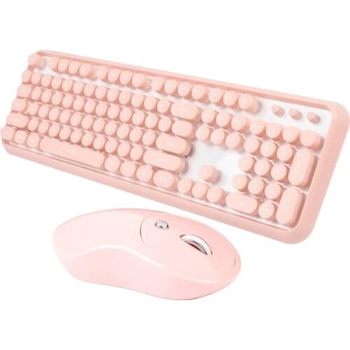 Wireless Keyboard and Mouse Combination,2.4GHz Wireless Pink Gaming Keyboard with 108 Keys,Suitable for Office and Games