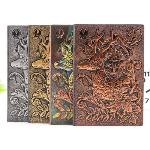 Anaglyph Gilding Elk Notebook Retro Planner Bronze Book School Supplies Office Culture and Education