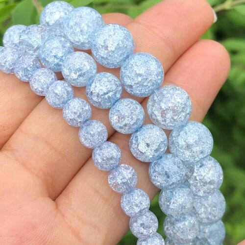 AAA Natural Blue Cracked Quartz Crystal Glass Beads Round Spacer Loose Beads For Jewelry Making DIY Bracelets Necklace 15"Strand