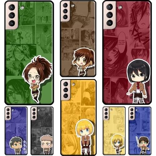 Cute Attack On Titan Chibi Phone Case For Samsung Galaxy S21 S20 Ultra Note 20 Note 10 S8 S9 S10 Plus S20 FE Coque