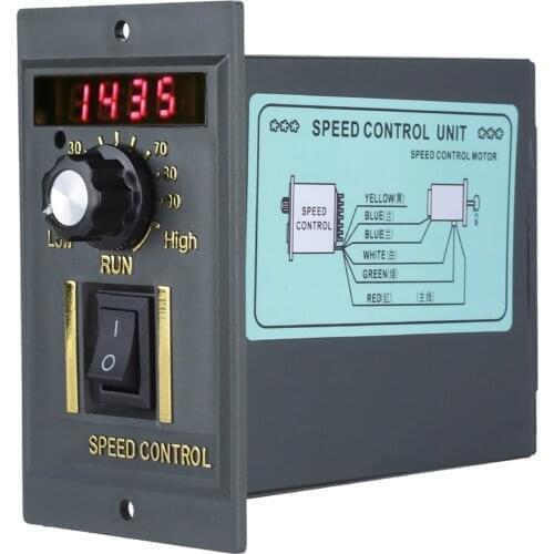 AC 220V 50Hz 15-400W Digital Adjustable Stepless Motor Speed Controller 0-1450rpm 400W