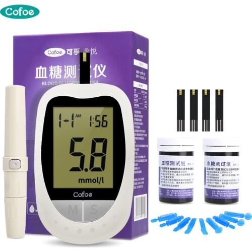 Cofoe Yiyue Blood Glucose Tester Household Diabetes Hypoglycemia 50/100pcs Test Strips Blood Collection Needle Sugar Glucometer
