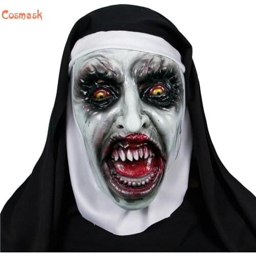 Cosmask The Nun Mask, Hood Adult Scary Horrible Halloween Mask For Women Costume Masquerade For Party