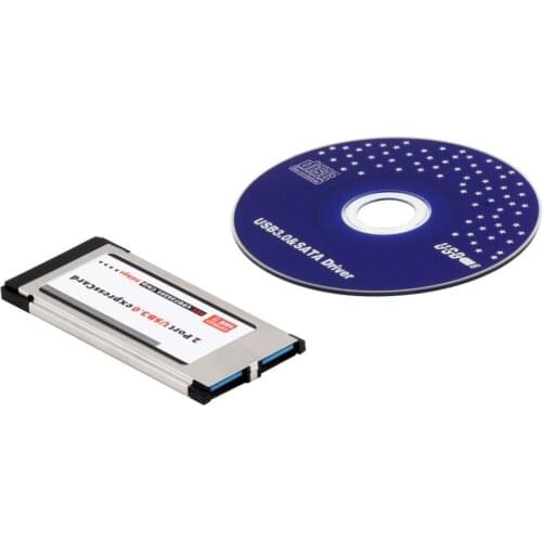 Express Card Expresscard to USB 3.0 2 Port Adapter with SATA Driver For 34mm/54mm Slot Notebook Desktop Computer