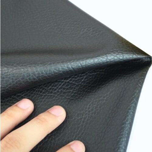 Faux Leather Fabric Black Litchi Grain PU Leather Material For Handmade Purse Textile Decoration Craft