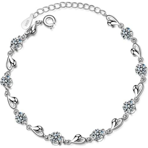 Korean version of heart-shaped personality creative small fresh student style zircon silver plated bracelets JO007