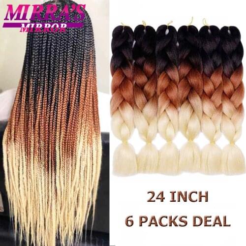 Ombre Braiding Hair Kanekalon Synthetic Hair Extensions 6Pcs/Lot 24inch Jumbo Braids Hair High Temperature Fiber Braid Brown