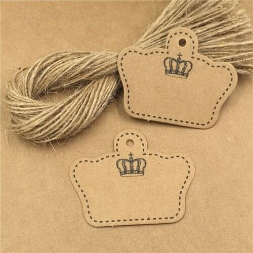 Kraft Paper Crown Shape Pattern Beautiful Printed Small Size Clothing Jewelry Gift Price Tag Wholesales 5.4x4cm 200Pcs/Lot