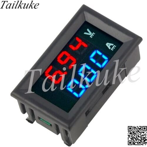 Red and Blue 10A) DC0-100V 10A LED DC Double Display Digital Voltage Amperometer Headband Fine Tuning