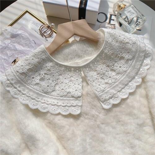 Lace White Fake Collars Shawl for Women Removable Flase Collars Neckwear Accessories Femele Shirt Detachable Collar